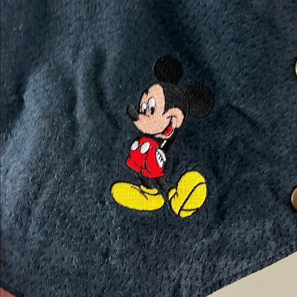 Blue Leather Vest with Mickey Mouse Embroidery - Picture 2 of 5